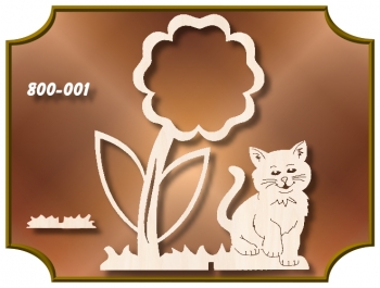 Klöppelrahmen Holz 800-001 "Blume mit Katze Aufsteller"