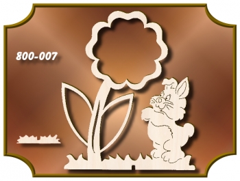 Klöppelrahmen Holz 800-007 "Blume mit Hase Aufsteller"