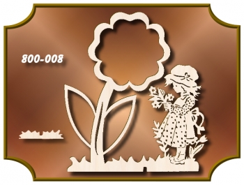 Klöppelrahmen Holz 800-008 "Blume mit Blumenkind Aufsteller"